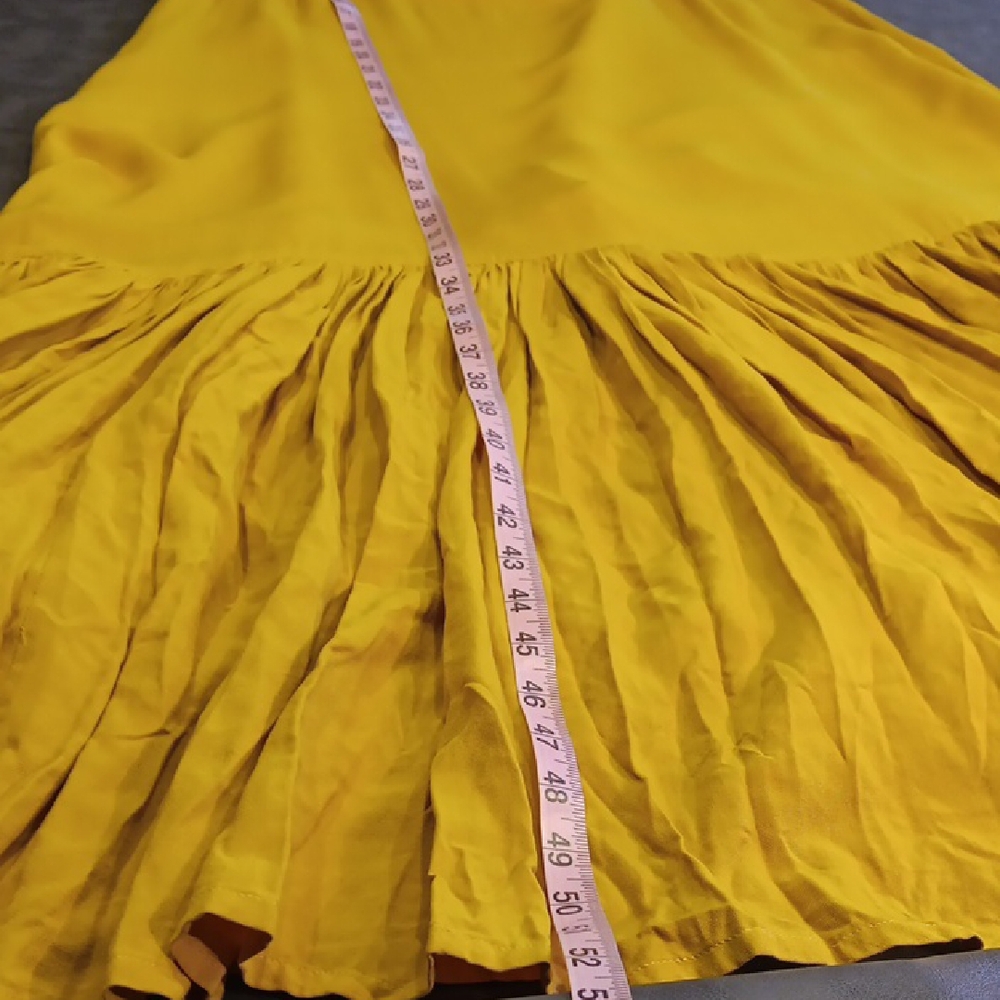 Wanderlust Low Back Cobra Dress With Ruffle Bottom In Mustard Gold - Picture 11 of 12